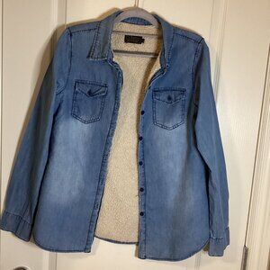 Ci Sono Women's Sherpa Lined Denim Jacket Size M Pockets